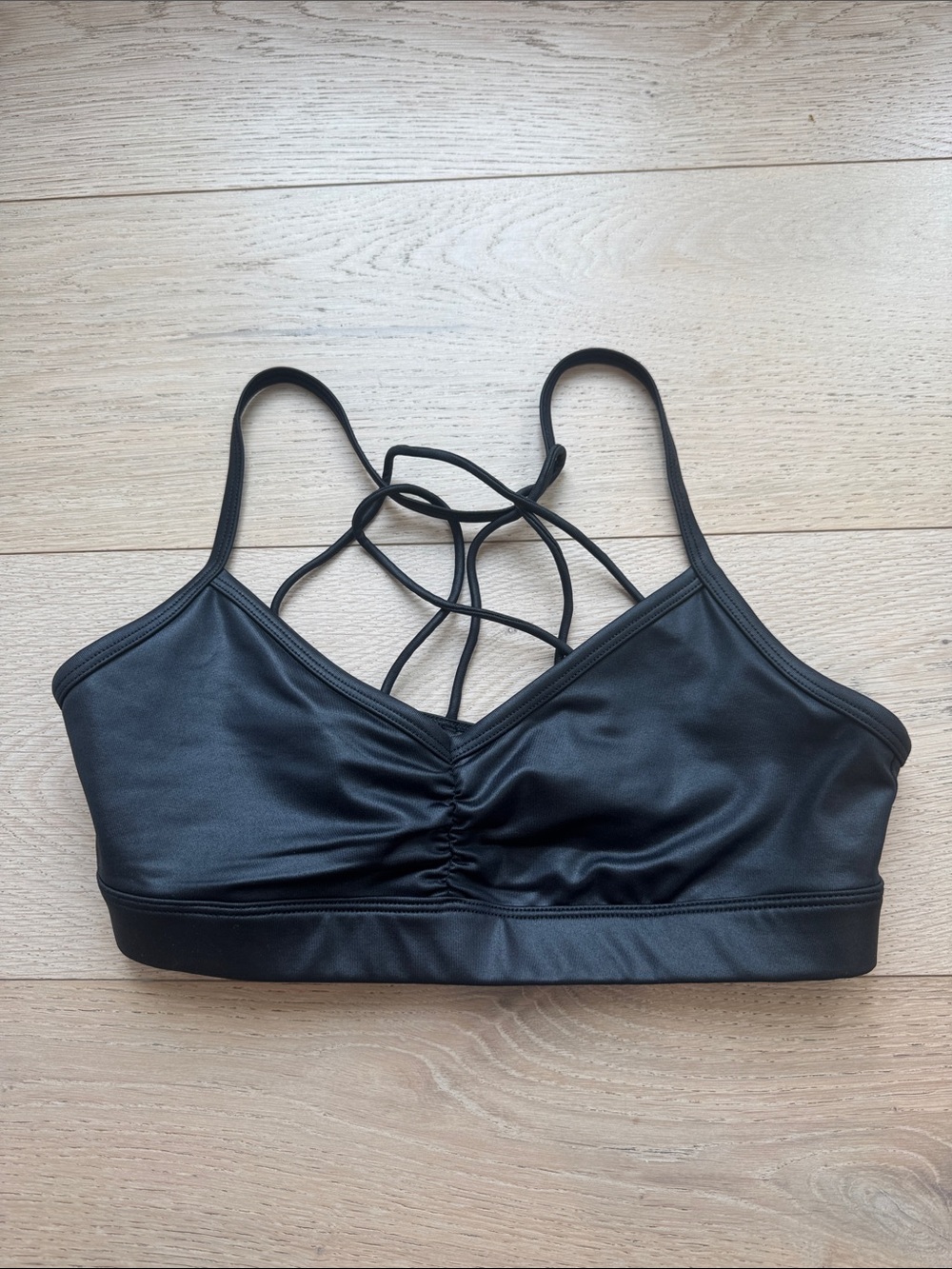 ALO Yoga Black Strappy Sports Bra with Crisscross Back